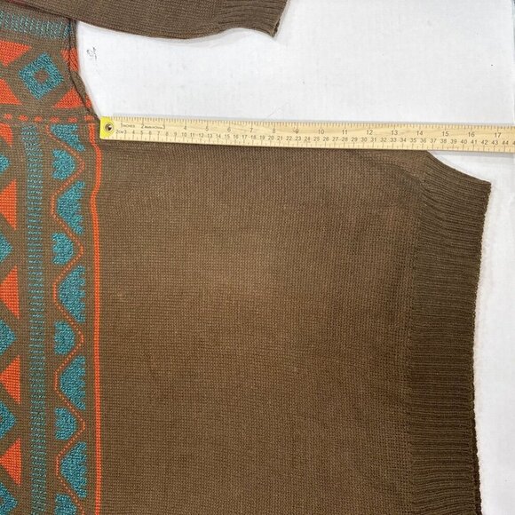 Le Tigre Coogi Style Vintage Knit Cosby Sweater Turquoise Brown Red Medium - Picture 4 of 11